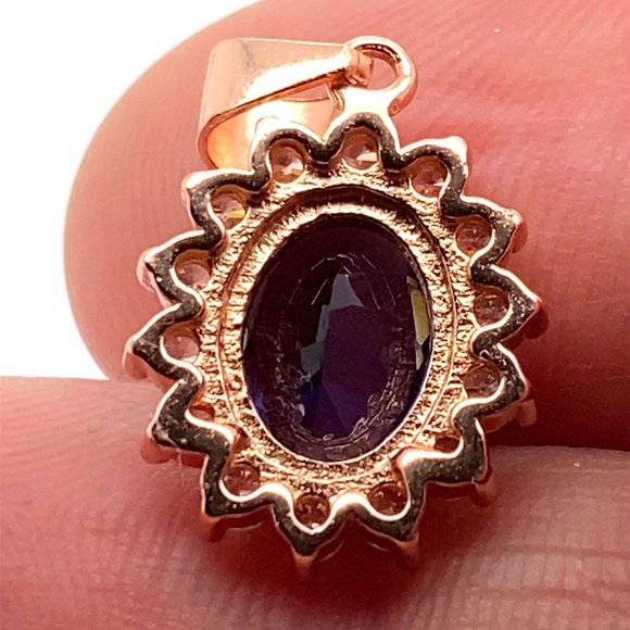 Iolite 1.15ct Rose Gold Finish Solid 925 Sterling Silver Pendant - Picture 3 of 7